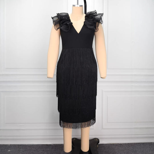Damen figurbetontes Kleid mit Rüschendetails R&B