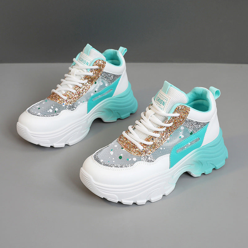 Damen Sportliche Sneakers mit schimmernden Akzenten und bequemer Dämpfung Heidi Mode