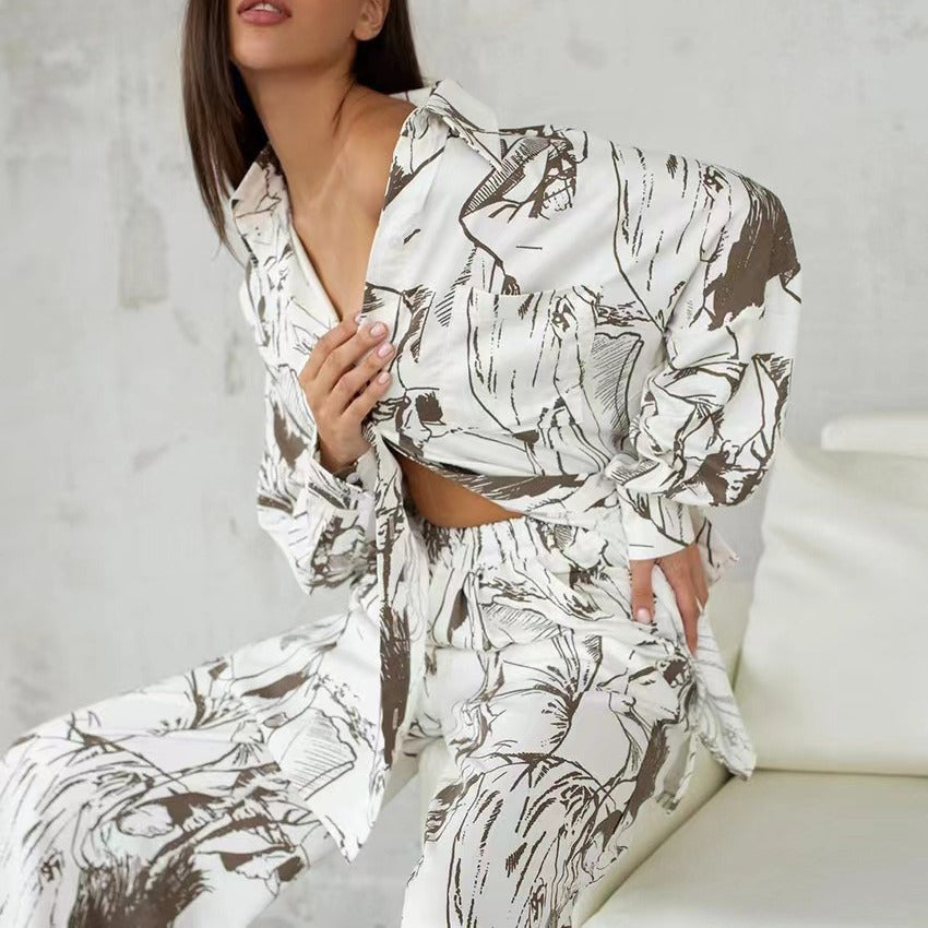 Damen Elegante und lässige Blusen-Hosen-Kombination R&B