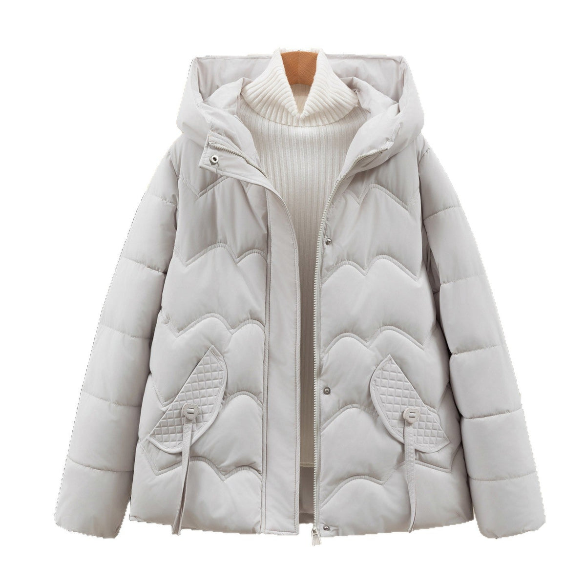 Damen Steppjacke mit Kapuze und Eingrifftaschen R&B