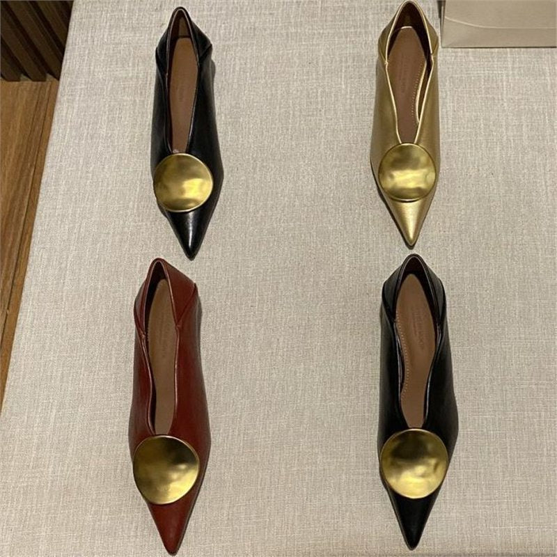 Damen spitze Ballerinas mit dekorativem Metallic-Detail R&B