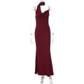 Damen Elegantes Maxikleid mit asymmetrischem Halterneck R&B