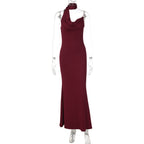 Damen Elegantes Maxikleid mit asymmetrischem Halterneck R&B