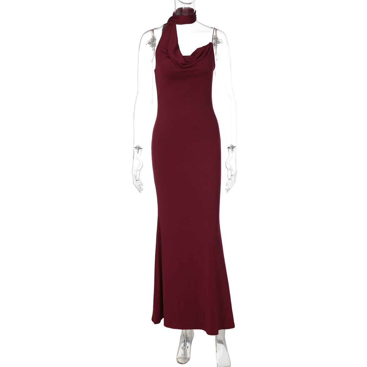 Damen Elegantes Maxikleid mit asymmetrischem Halterneck R&B