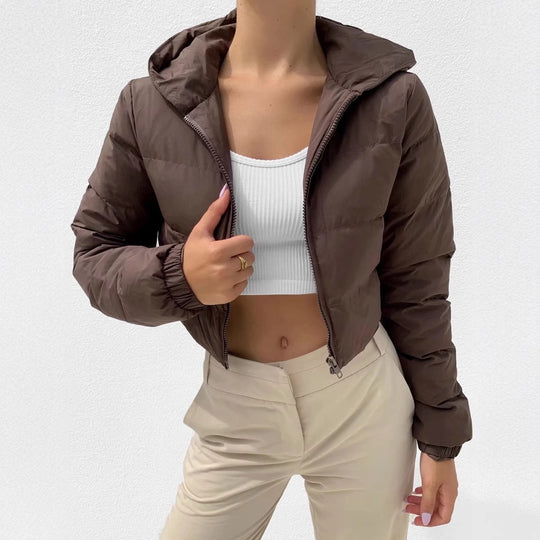 Damen gesteppte Übergangsjacke mit Kapuze und praktischem Reißverschluss R&B