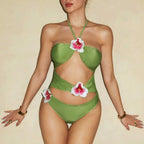 Damen Einteiliger Badeanzug mit floralen Akzenten und verspieltem Cut-Out R&B