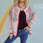 Damen Strickjacke mit festlichem Muster und hochwertiger Verarbeitung R&B