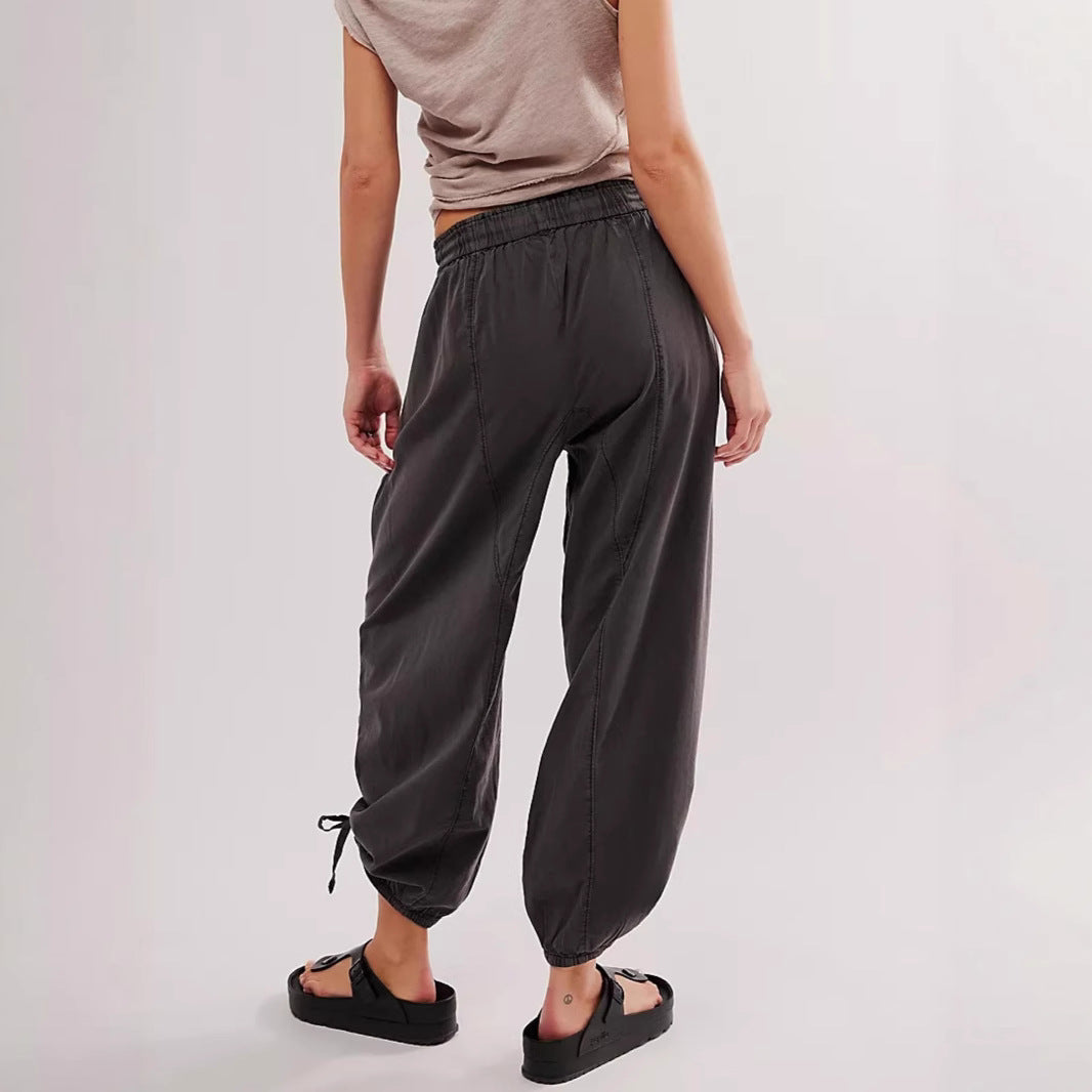 Damen Bequeme Freizeithose mit Bund und dekorativen Schnürdetails R&B