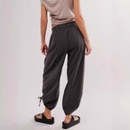 Damen Bequeme Freizeithose mit Bund und dekorativen Schnürdetails