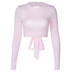 Damen Langarm Cropped Top R&B