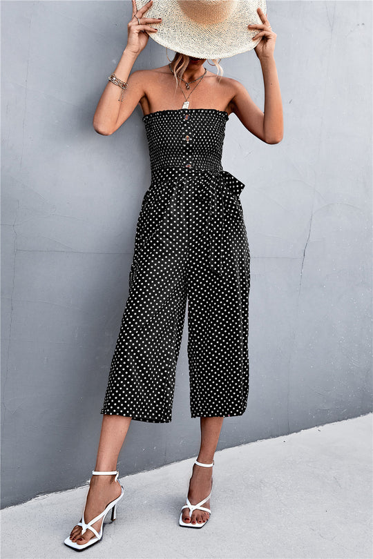 Damen Bandeau Jumpsuit mit lockerer Passform und Taschen R&B