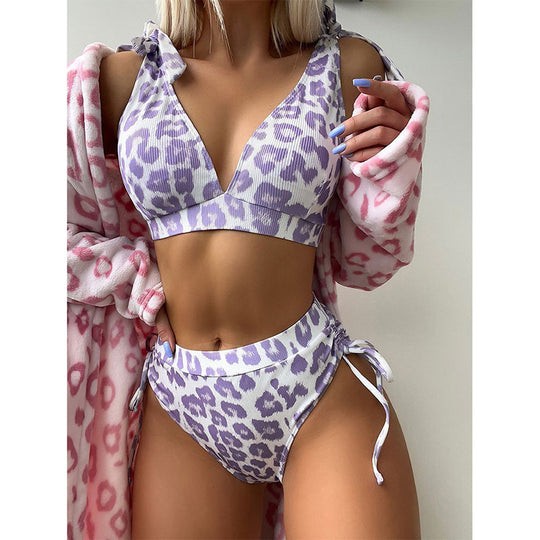 Damen Hochgeschnittenes Bikini-Set mit verspielten Rüschendetails R&B