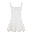 Damen verspieltes Babydoll-Kleid mit Rüschendetails und schwingendem Saum R&B