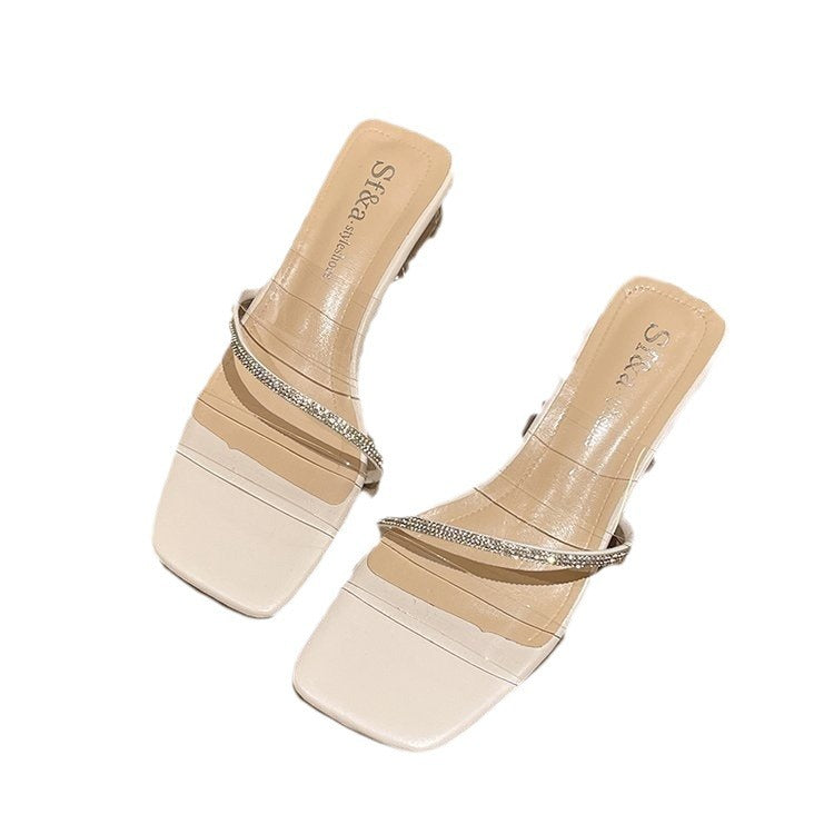 Damen elegante transparente High-Heelsandalen mit funkelndem Riemen R&B