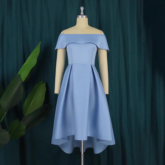 Damen A-Linien Kleid mit schulterfreiem Design und schwingendem Saum R&B