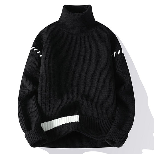 Damen Grober Rollkragenpullover mit dekorativen Ärmeldetails R&B