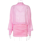 Damen Transparente Bluse mit Drapierungen R&B