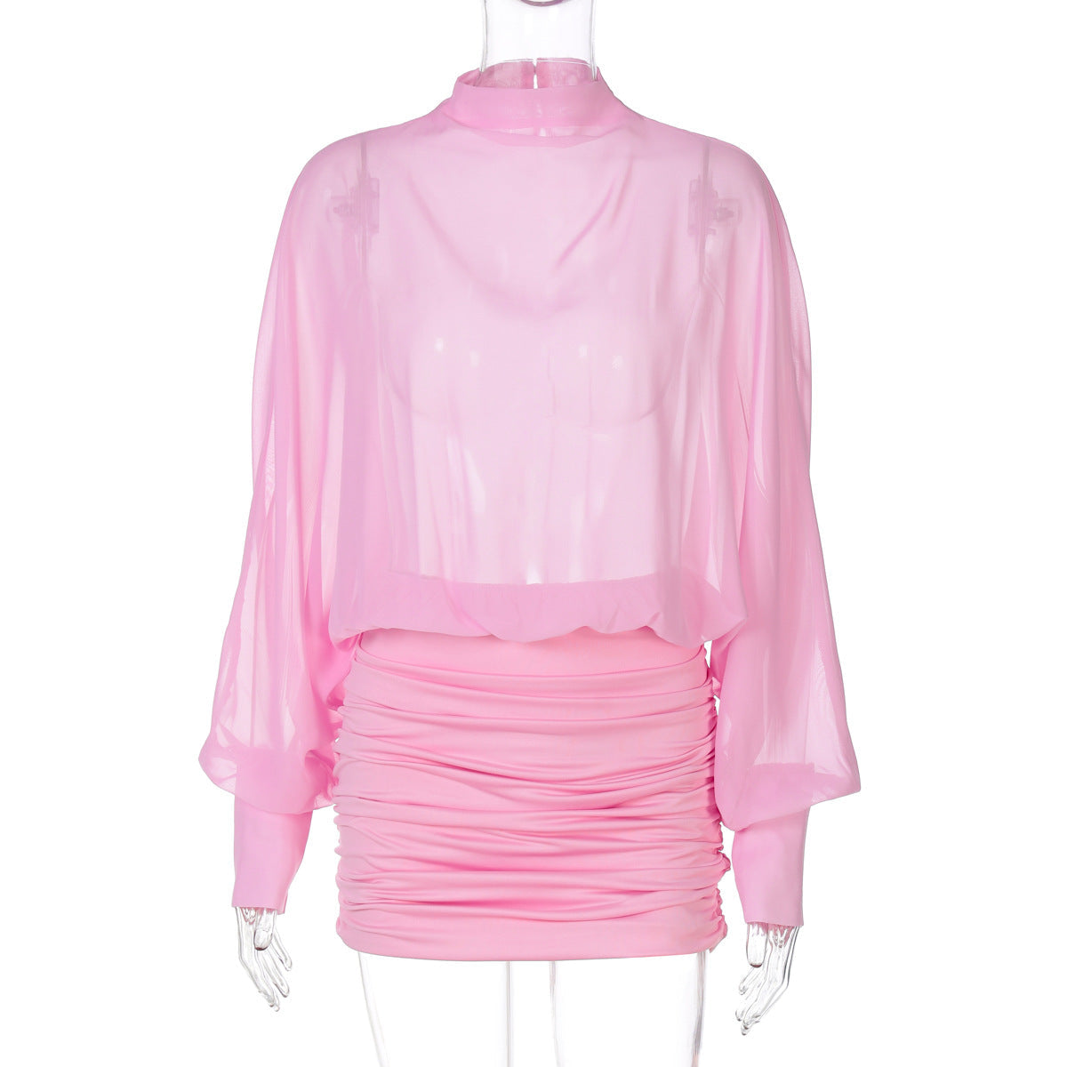 Damen Transparente Bluse mit Drapierungen R&B