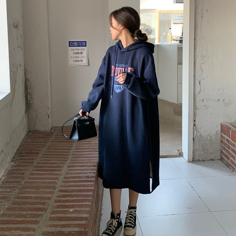 Damen Hoodie-Kleid mit lässigem Schnitt und stylischem Grafikdruck