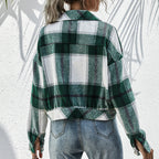 Damen lässige Flanelljacke mit Karomuster