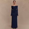 Damen elegantes Maxikleid mit off-shoulder Design und Wickeldetails