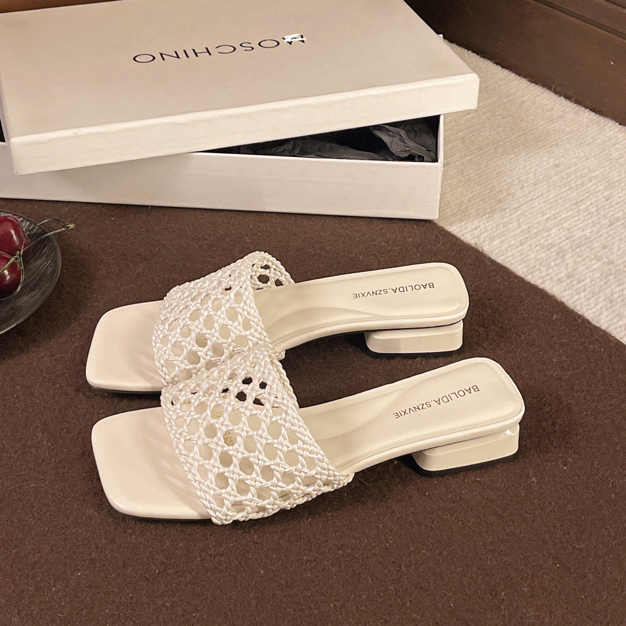 Damen elegante Plateau-Sandalen mit geflochtenem Riemen und komfortablem Blockabsatz EB