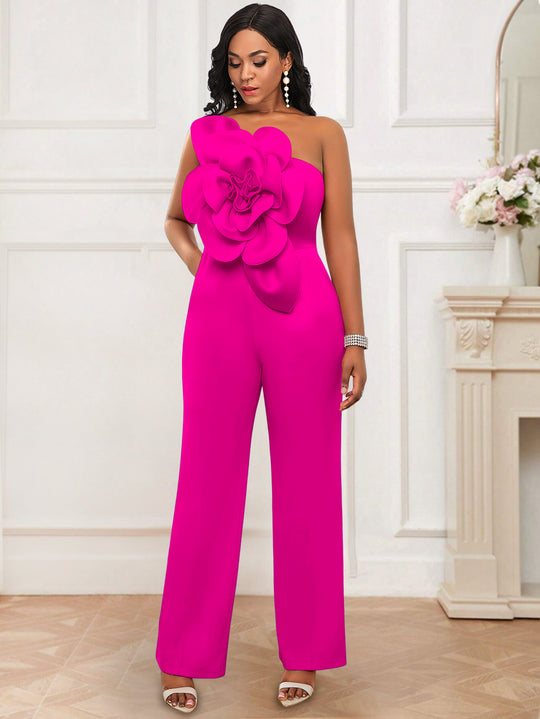 Damen Eleganter Jumpsuit mit floralen Applikationen R&B