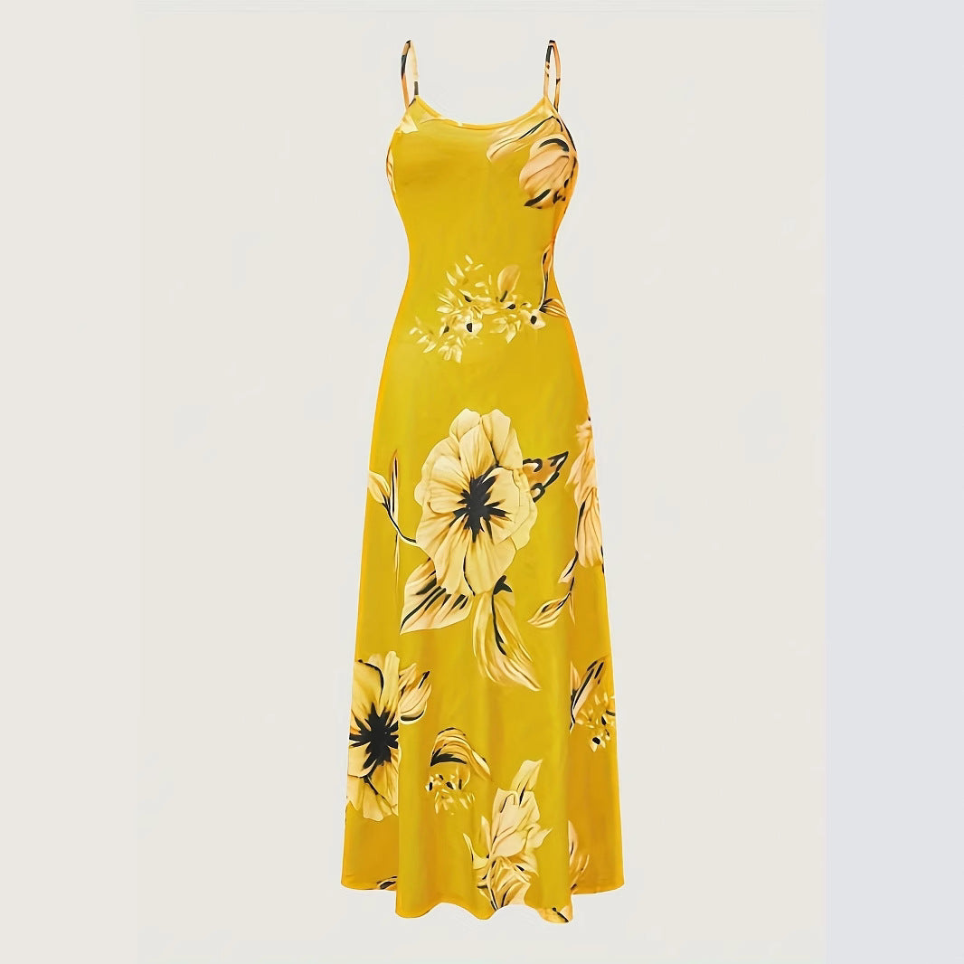 Damen Maxikleid mit floralem Muster und schmalen Trägern R&B