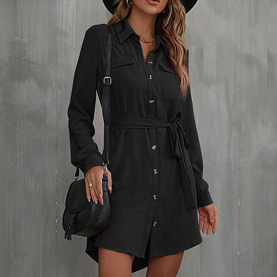 Damen Hemdblusenkleid mit taillierbarem Gürtel und eleganter Knopfleiste R&B
