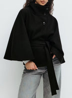 Damen Wickeljacke mit elegantem Stehkragen und weit geschnittenen Ärmeln