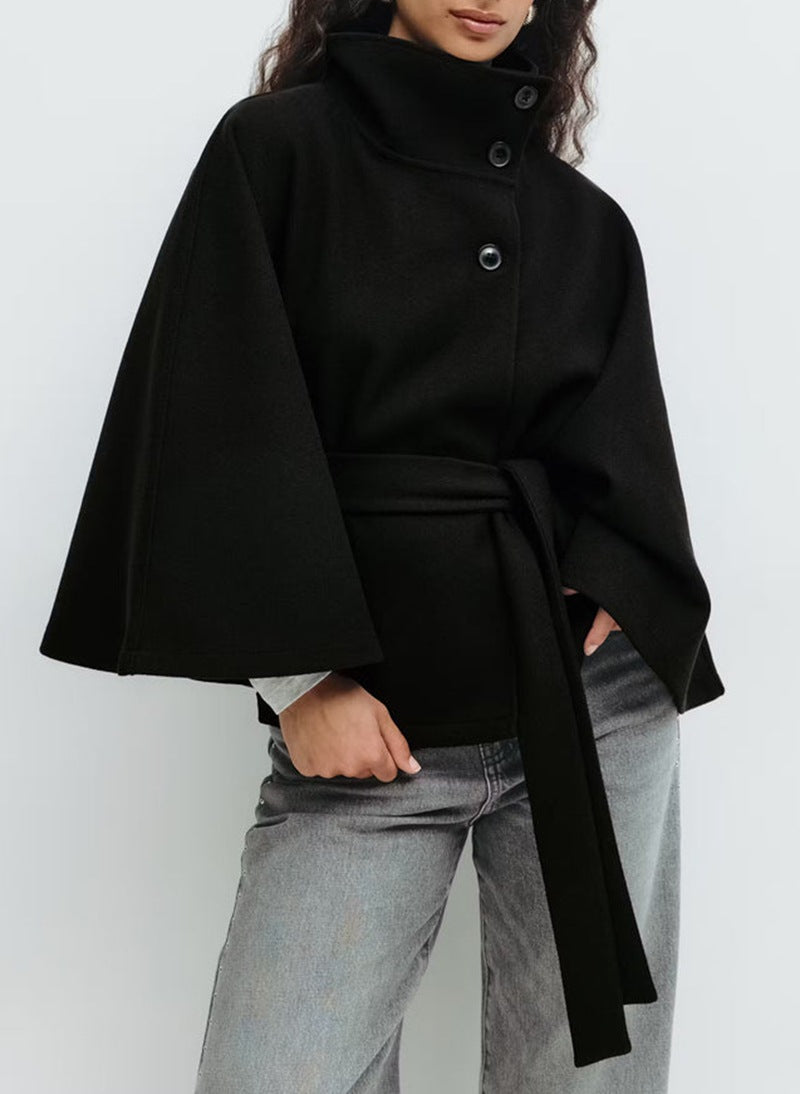 Damen Wickeljacke mit elegantem Stehkragen und weit geschnittenen Ärmeln