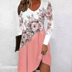 Damen Elegantes Wickelkleid mit floralen Akzenten und V-Ausschnitt R&B