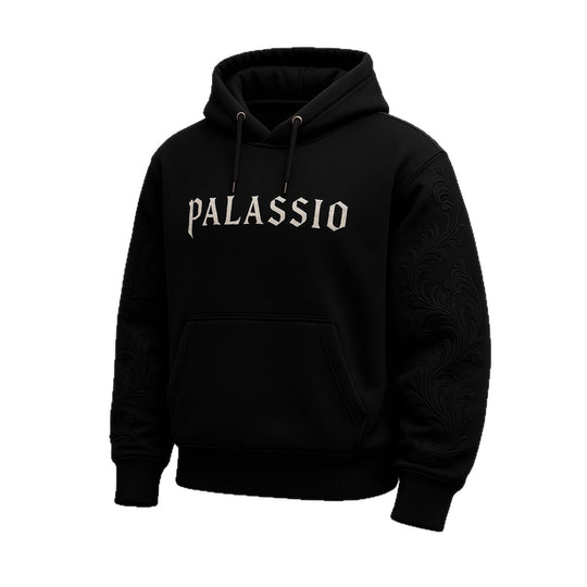Unisex nan Premium-Hoodie mit tonaler Reliefstickerei an den Ärmeln, doppelter Kapuze und Kängurutasche R&B