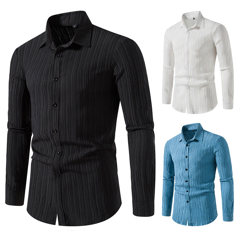Herren Langarmhemd mit strukturiertem Design und moderner Passform