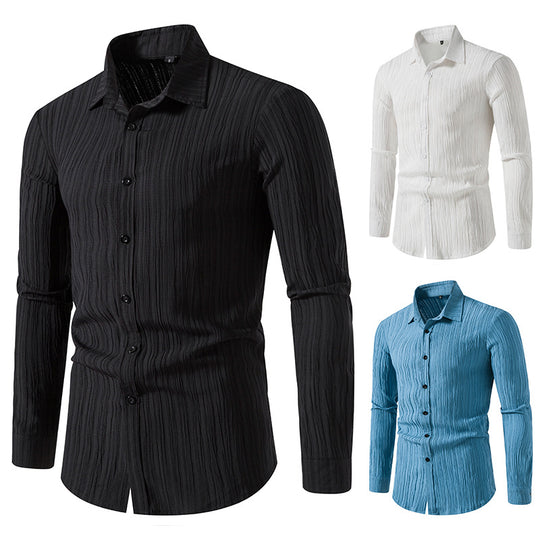 Herren Langarmhemd mit strukturiertem Design und moderner Passform R&B