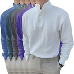 Herren Langarm-Henley-Shirt mit modernem Stehkragen und Knopfleiste R&B