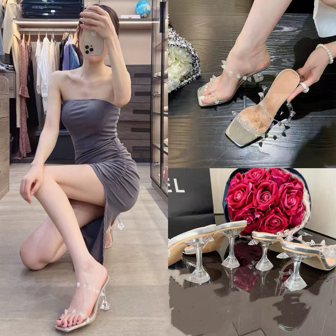Damen Transparente High Heels mit edlem Glanz R&B