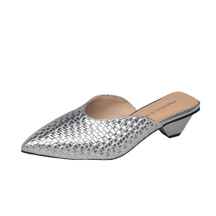 Damen elegante Mules mit modernem Wabenmuster und komfortablem Blockabsatz R&B