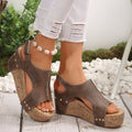 Damen Wedge-Pantoletten mit eleganter Schnalle und Korksohle R&B