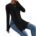 Damen Langarmshirt mit seitlichen Schlitzen und hochwertiger Verarbeitung R&B