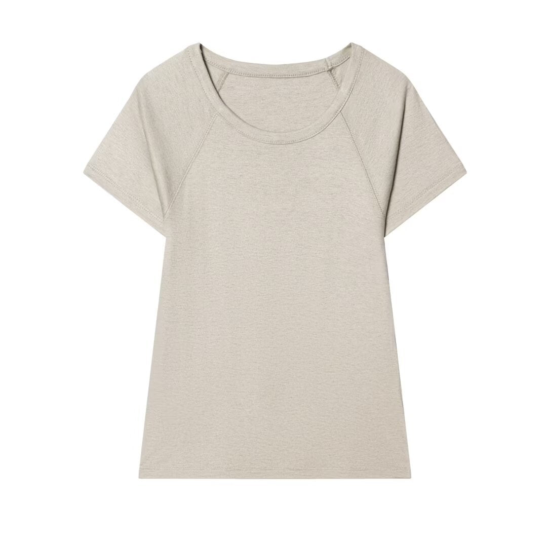 Damen Casual T-Shirt mit rundem Halsausschnitt und bequemen Raglanärmeln R&B