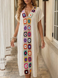 Damen Häkel-Strandkimono mit floralem Patchwork-Design R&B