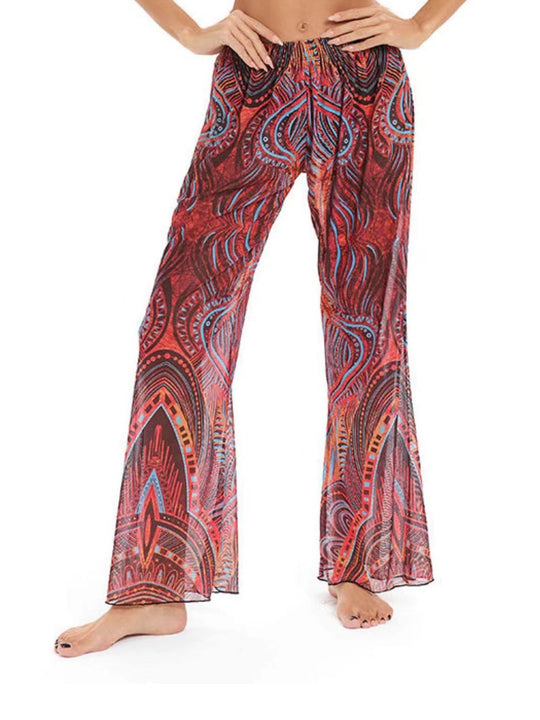 Damen Elegante Strandhose mit floralem Muster R&B