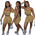 Damen Sportliches Set mit figurbetonendem Crop-Top und Shorts R&B