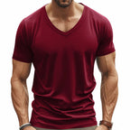 Herren nan V-Ausschnitt Funktionsshirt aus leichtem Interlock mit figurnahem Schnitt R&B