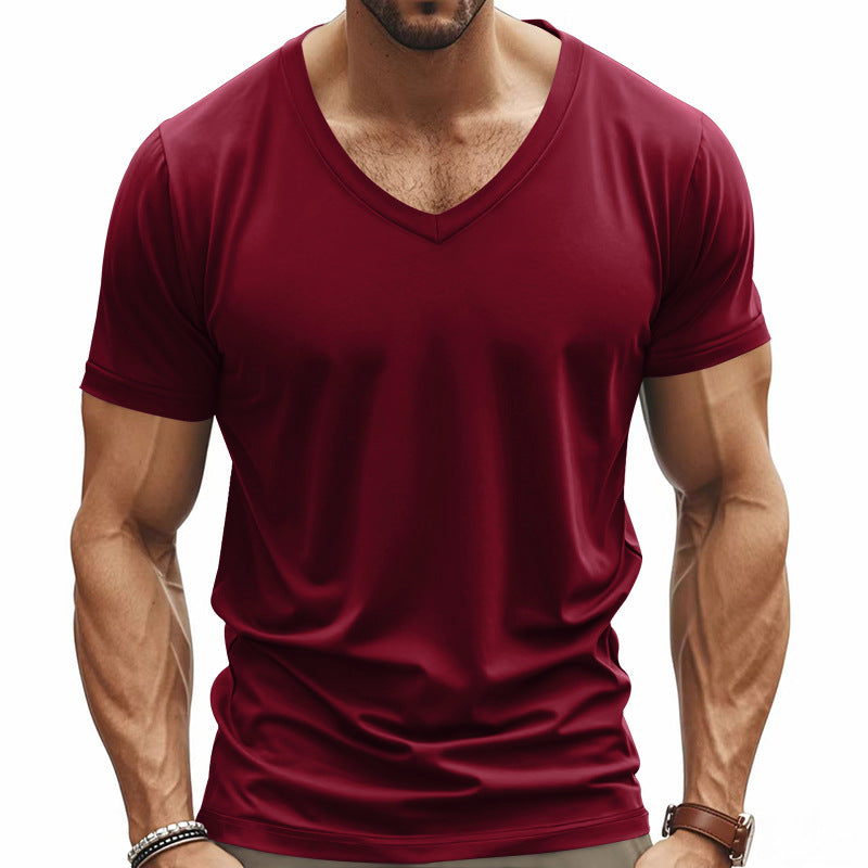 Herren nan V-Ausschnitt Funktionsshirt aus leichtem Interlock mit figurnahem Schnitt R&B