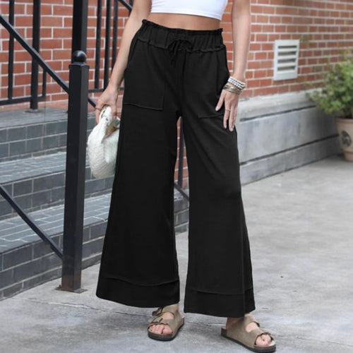 Damen Modische Palazzo-Hose mit elastischem Bund und praktischen Taschen R&B