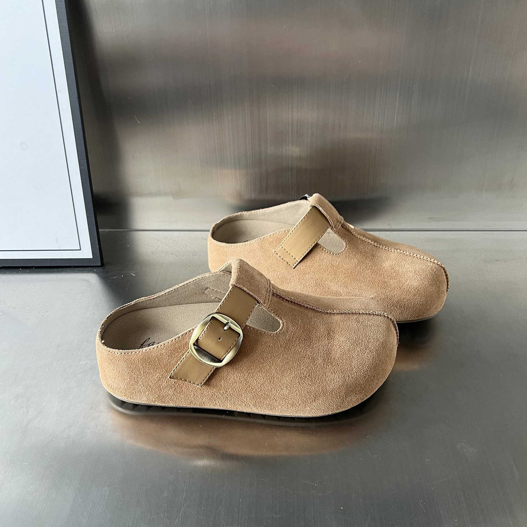 Damen Komfortable Clogs mit elegantem Schnallenverschluss aus feinem Wildleder R&B