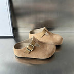 Damen Komfortable Clogs mit elegantem Schnallenverschluss aus feinem Wildleder R&B