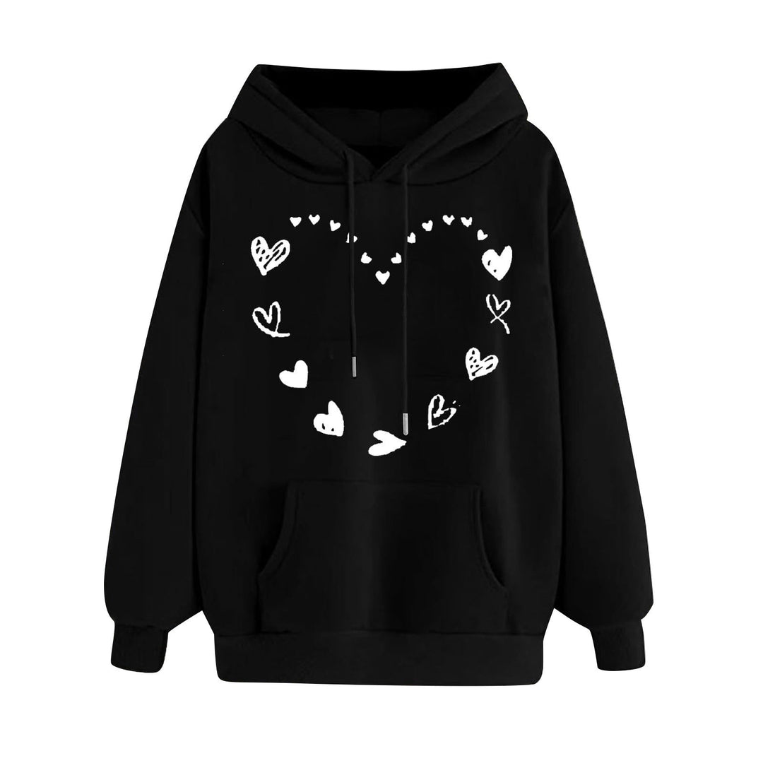 Damen Kapuzensweater mit verspieltem Herzmotiv und bequemer Kängurutasche R&B